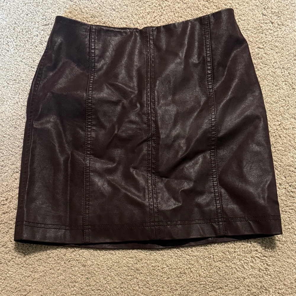 Free People Brown Leather Skirt